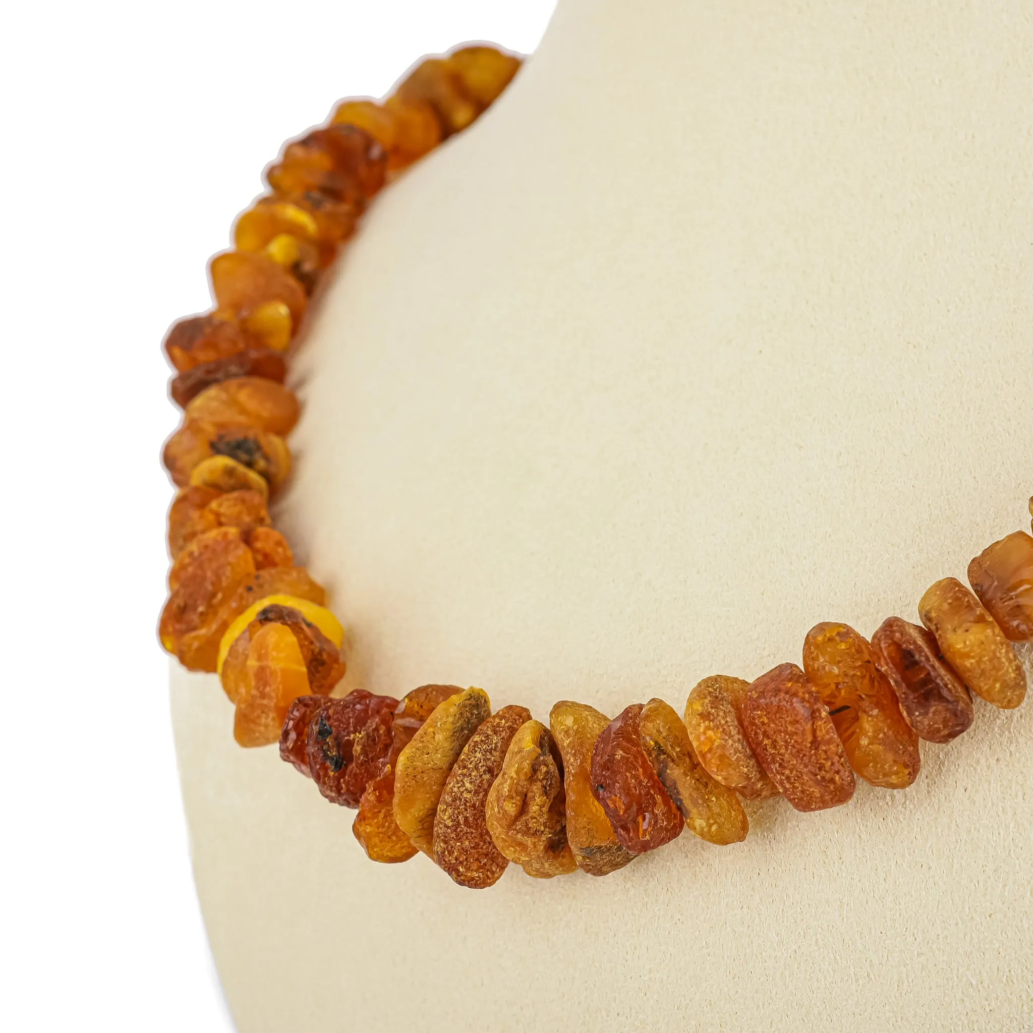 Graduated Unpolished Amber Chip Necklace