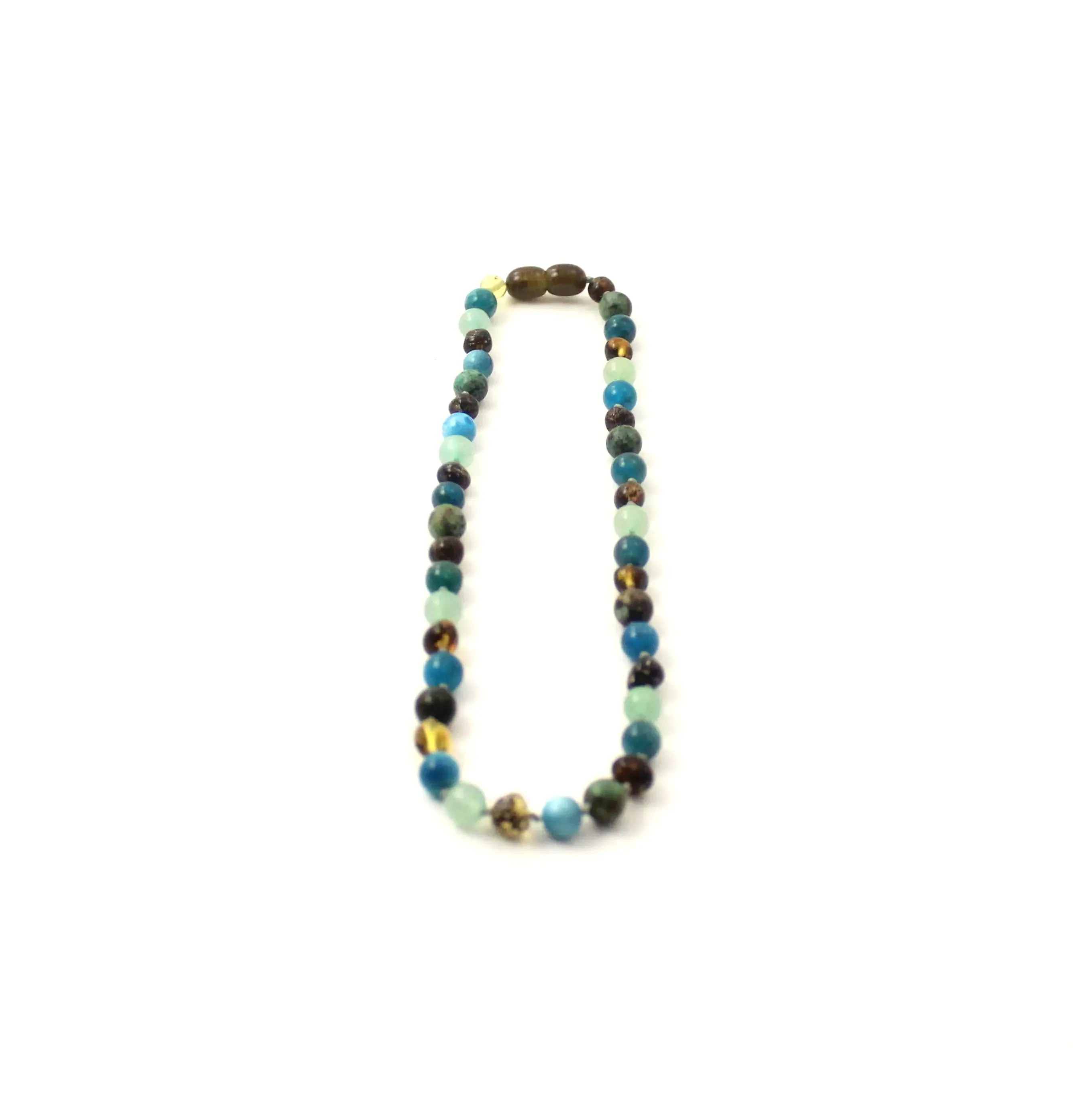 Green Baltic Amber Necklace with Apatite African Turquoise Aventurine