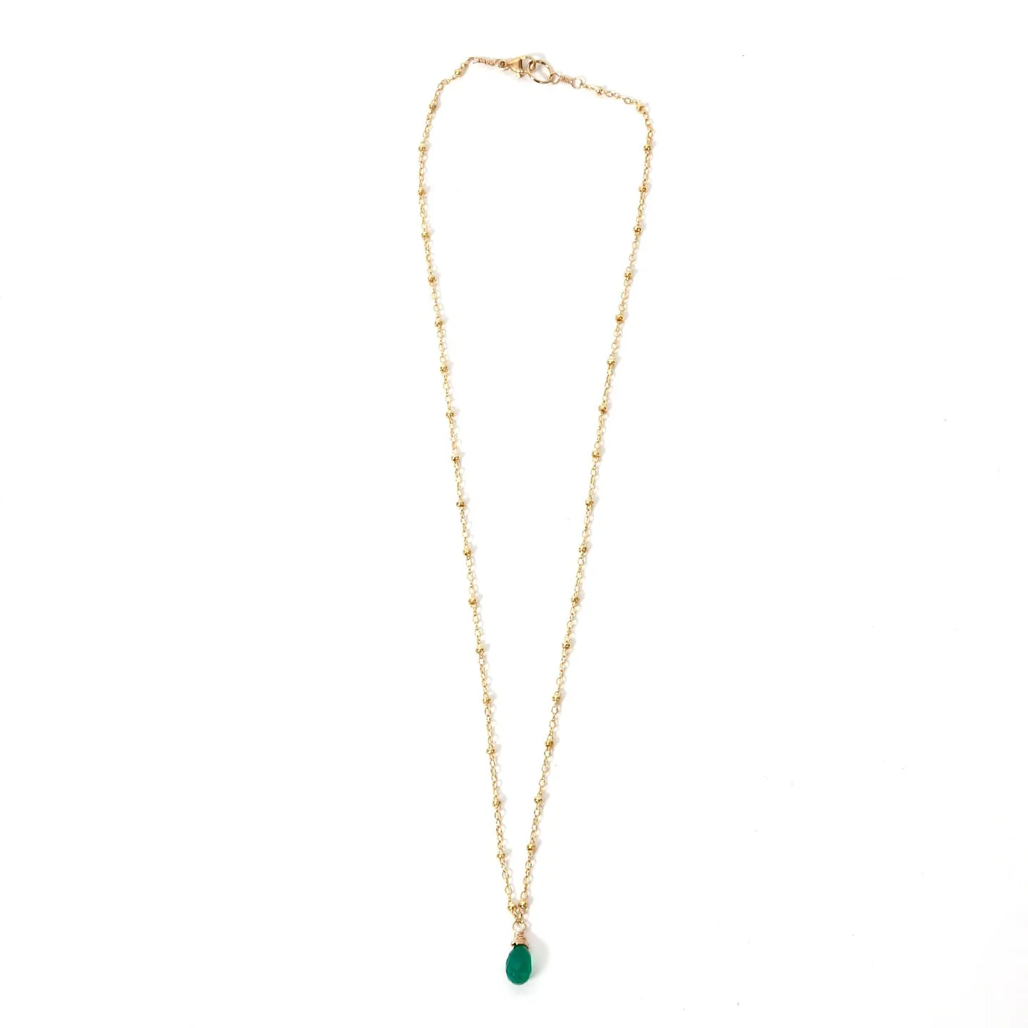 Green Onyx on 14k Gold Fill Necklace / KB306