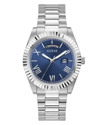 Guess Connoisseur Silver and Blue Men's Watch GW0265G7