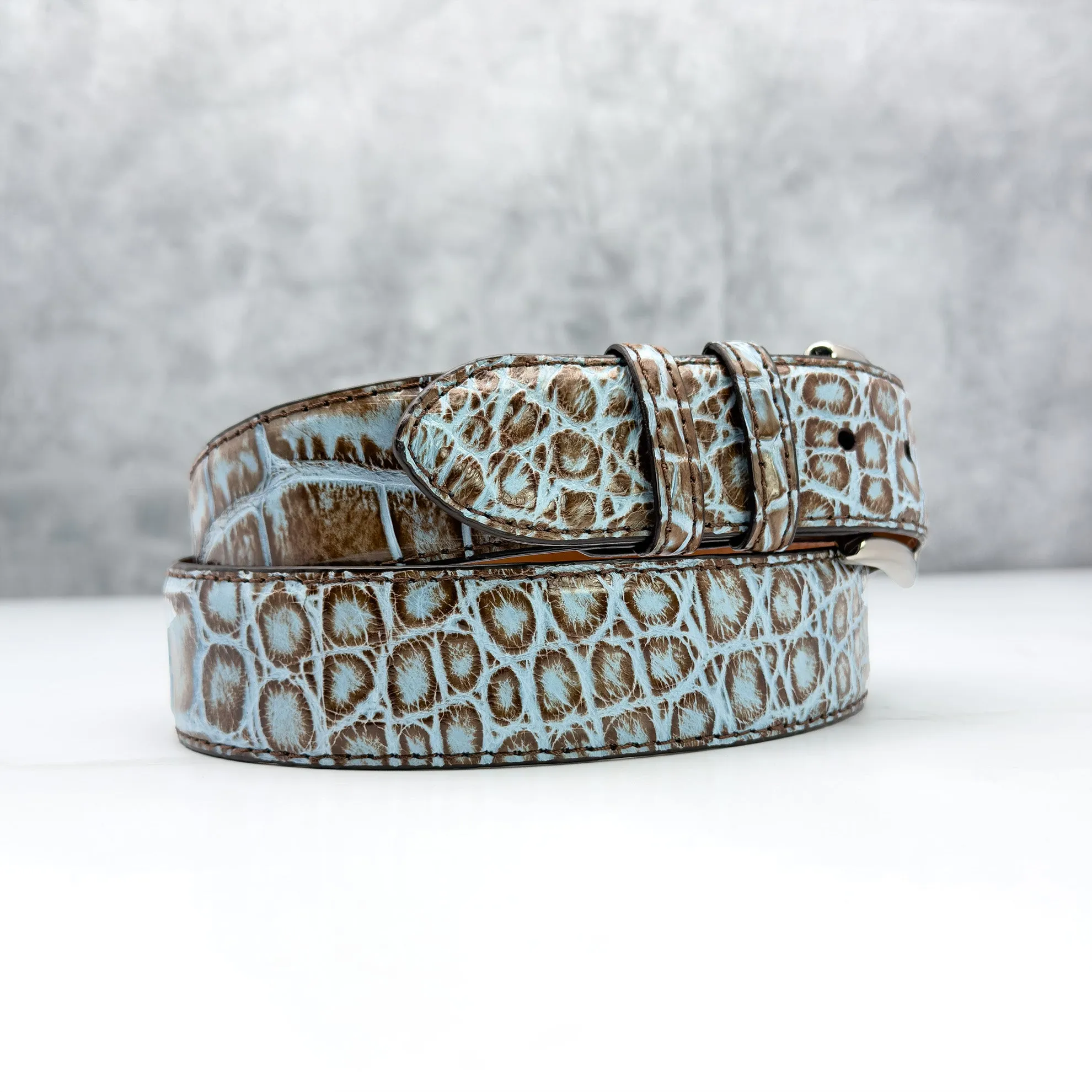 Hand-painted American Alligator Belt: Copper River