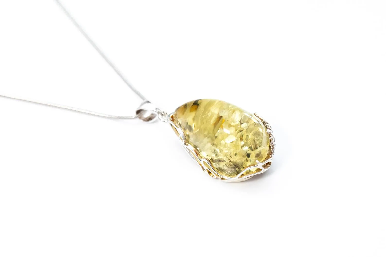 Handmade Pale Green Amber Pendant