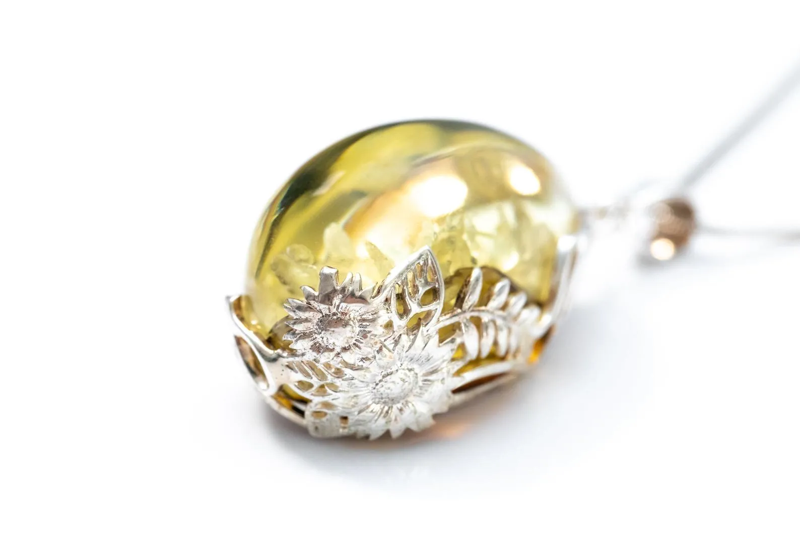 Handmade Pale Green Amber Pendant