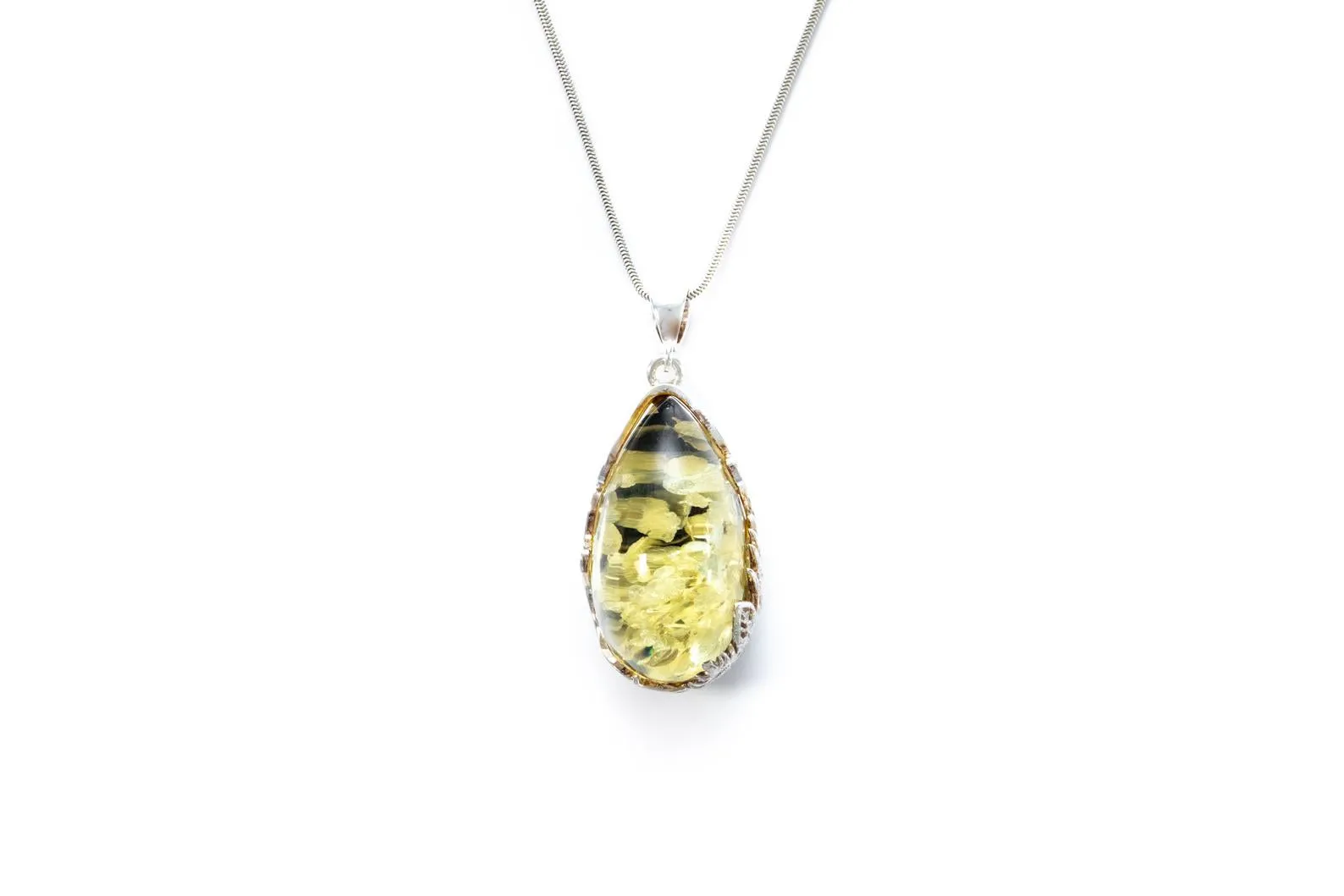 Handmade Pale Green Amber Pendant