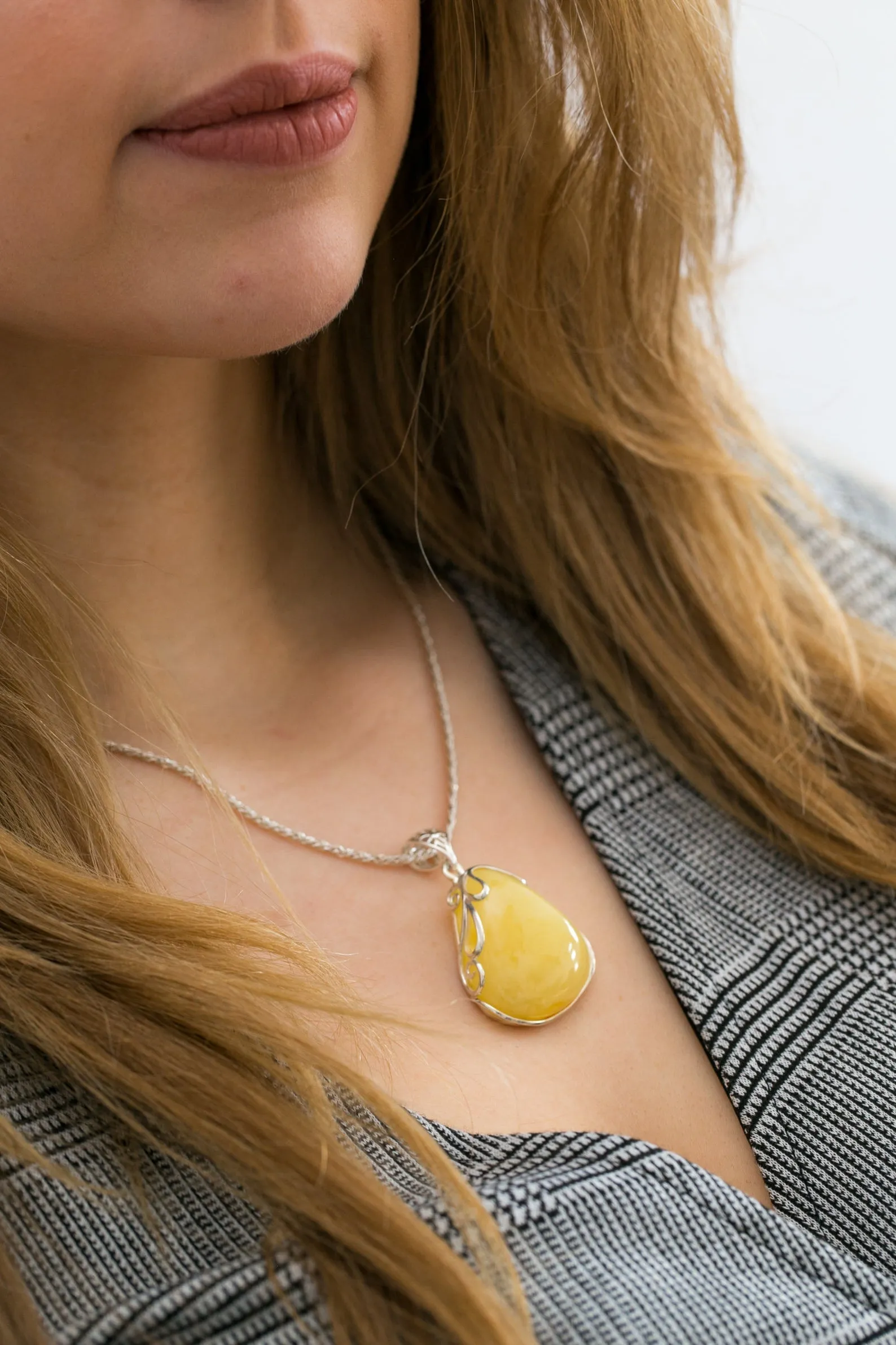 Handmade Yellow Amber Pendant