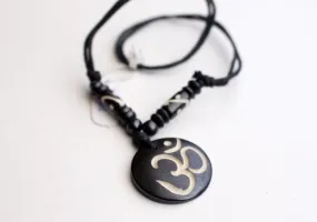 Hindu Power Mantra Om Bone Necklace