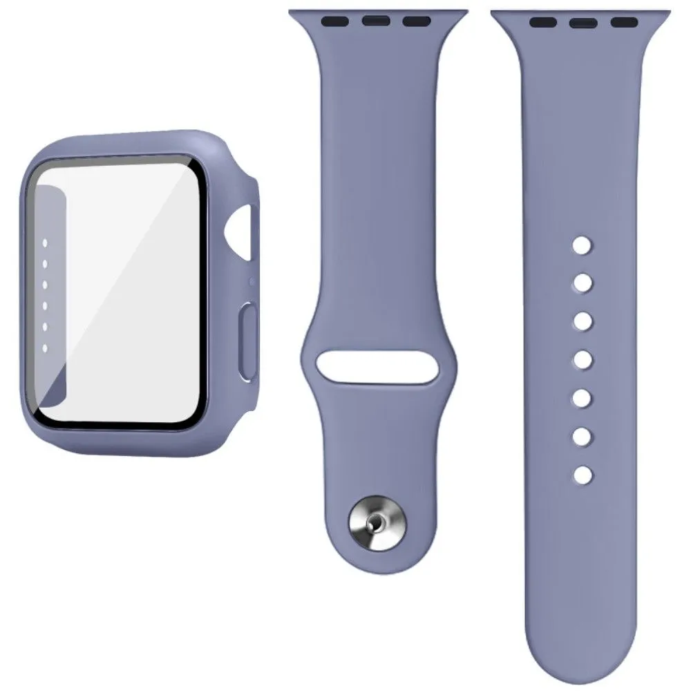 IMAK Apple Watch (40mm) silicone cover with watch strap   tempered glass - Baby Blue