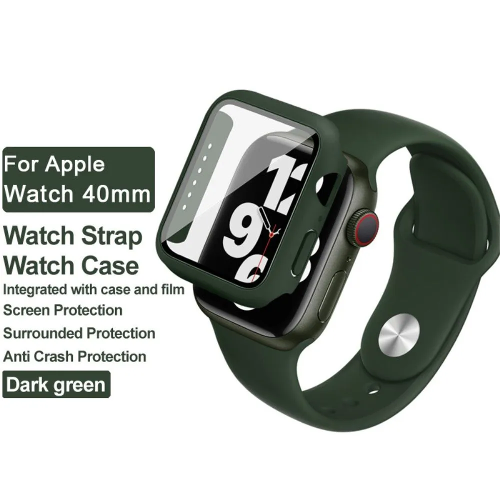 IMAK Apple Watch (40mm) silicone cover with watch strap   tempered glass - Dark Green