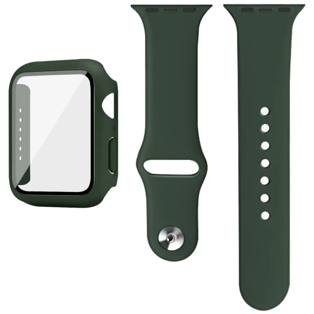 IMAK Apple Watch (40mm) silicone cover with watch strap   tempered glass - Dark Green