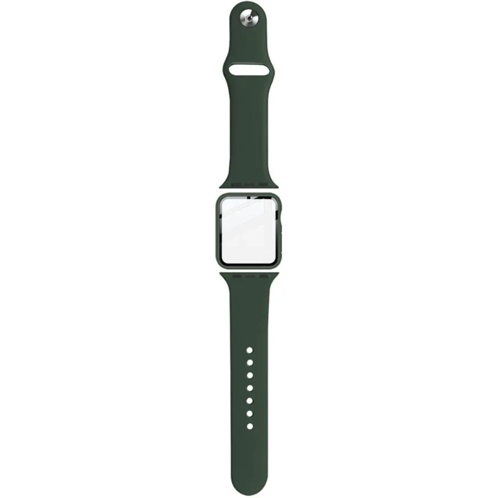 IMAK Apple Watch (40mm) silicone cover with watch strap   tempered glass - Dark Green