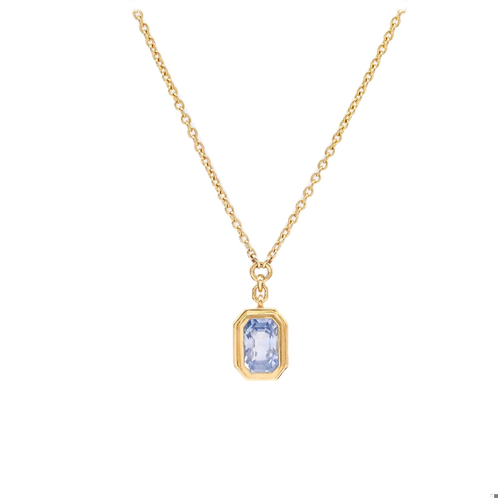 Italian 1.30 Carat Sapphire 18k Yellow Gold Pendant Necklace