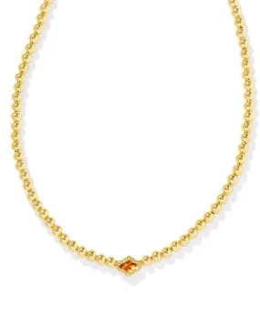 KENDRA SCOTT ABBIE BEADED NECKLACE GOLD MARBLED AMBER ILLUSION