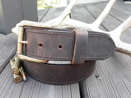 Kentucky Leather Works Men's "Waylon" Brown Leather Belt 1997