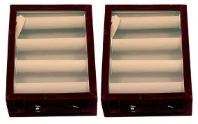 Kuber Industries Wooden 2 Piece Four Rod Transparent Velvet Bangle Storage Box, Maroon - CTKTC22803