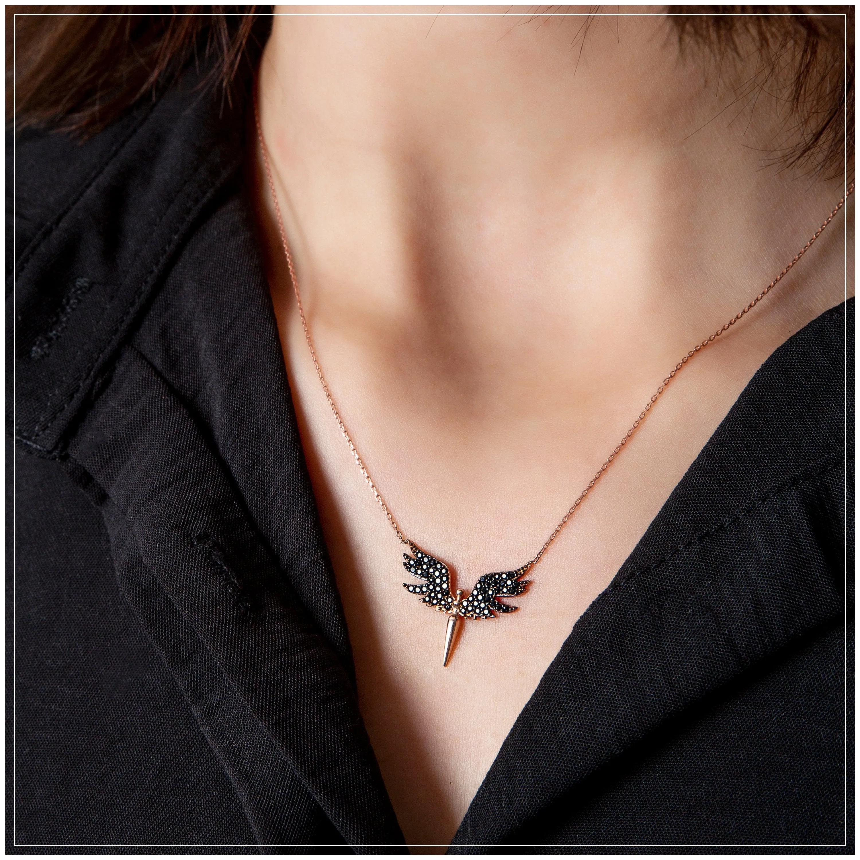 LADORIN - Angel Wings Necklace - 925 Sterling Silver Necklace with Special Wooden Gift Box