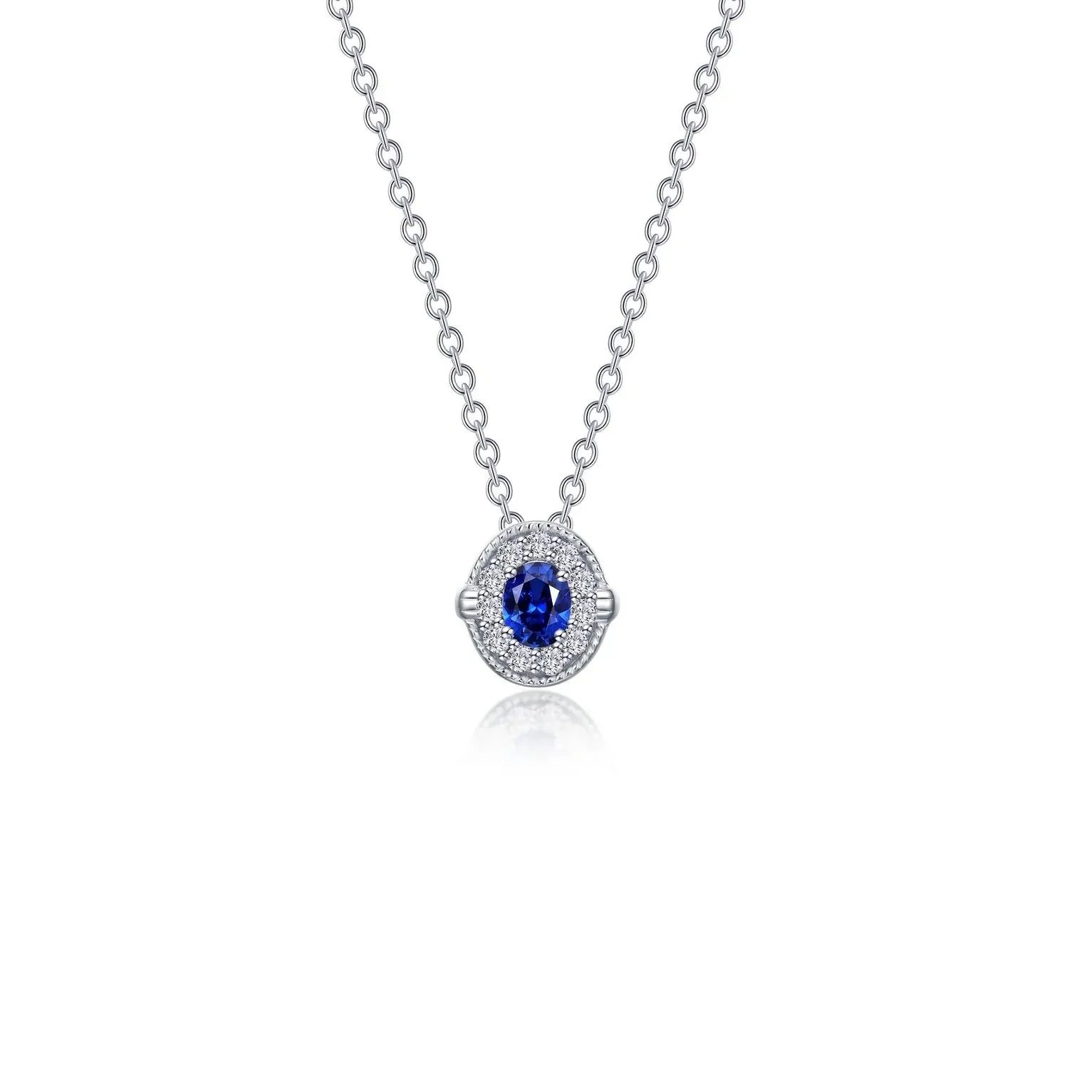 Lafonn Simulated Diamond & Sapphire Halo Necklace N0320CSP20