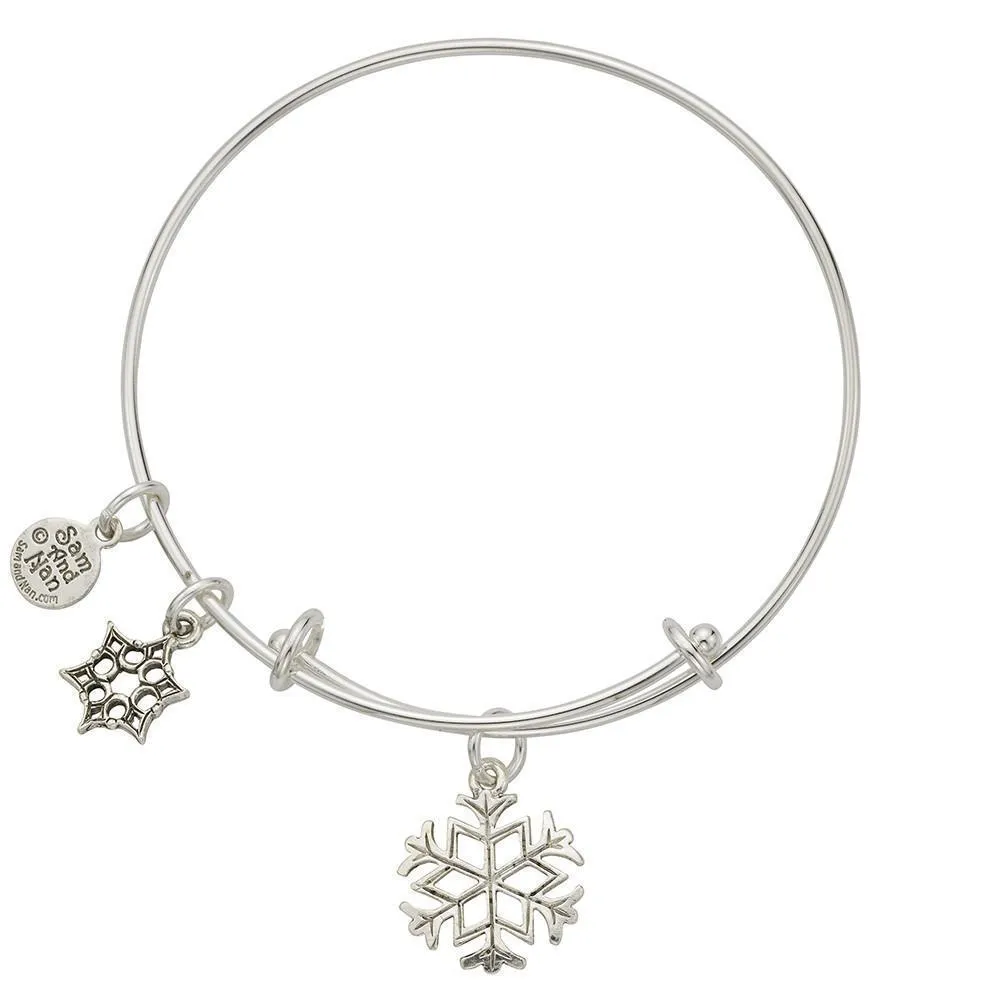 Large Snowflake Charm Bangle Bracelet