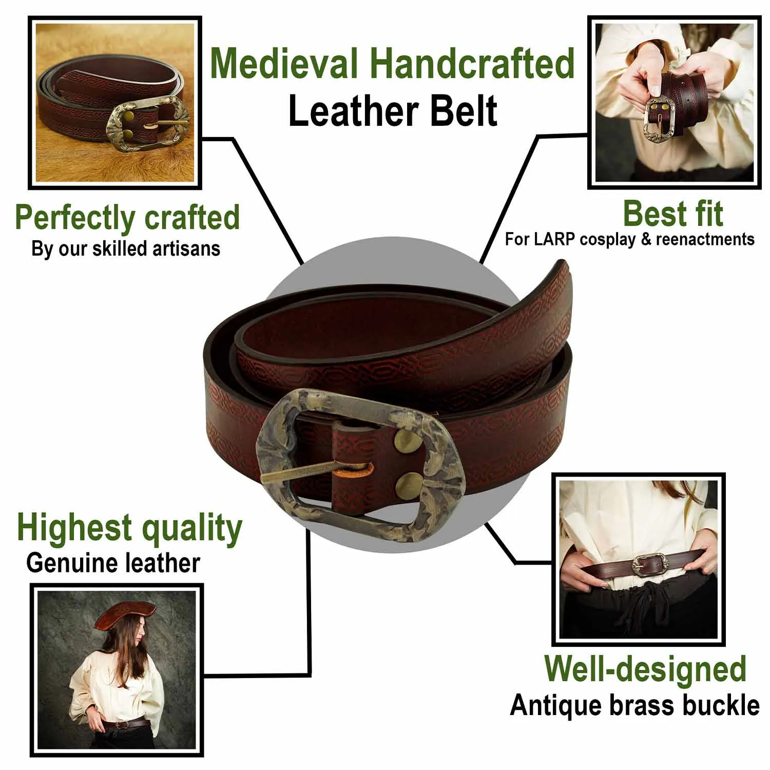 Leather Belt with Embosed Design