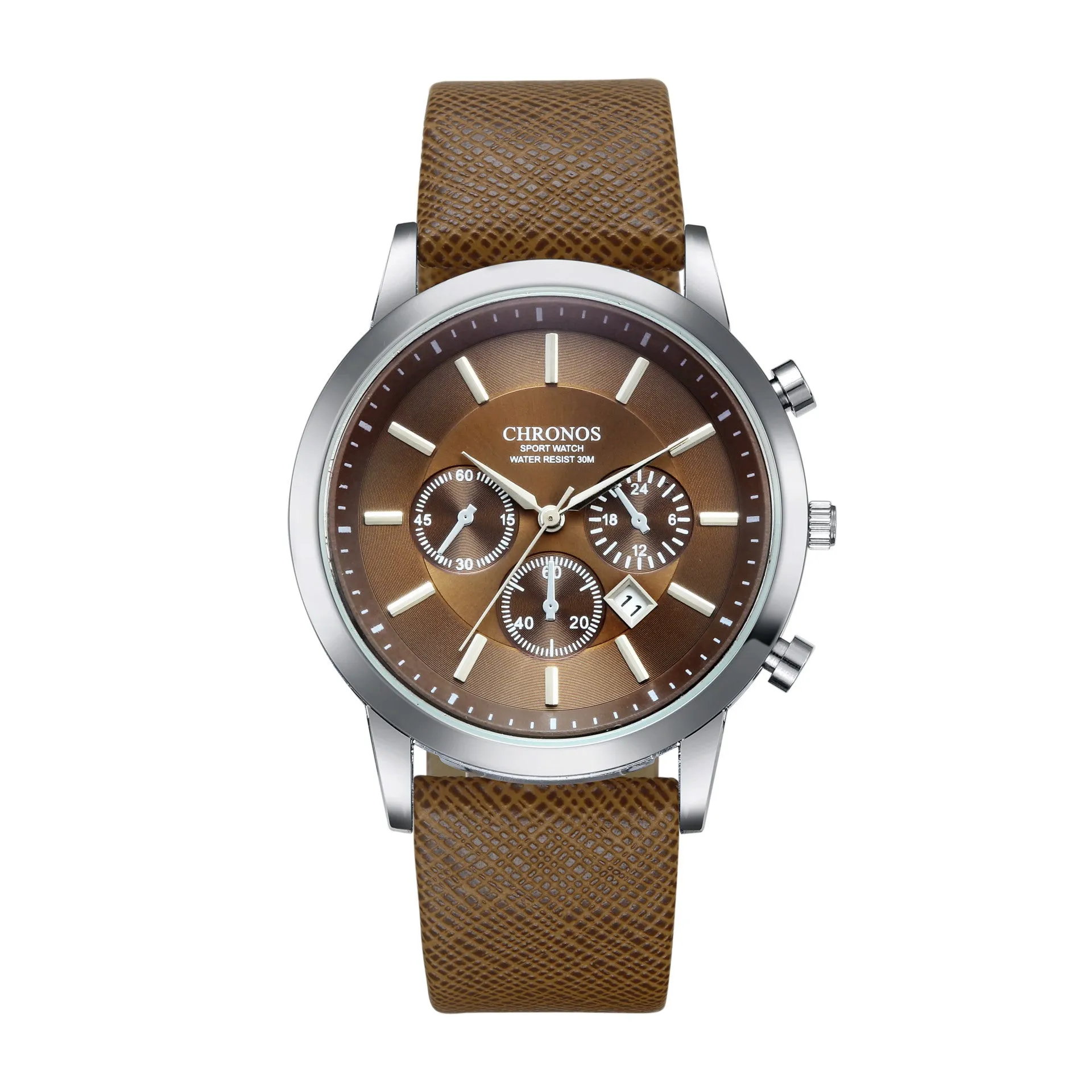 Leather Watch Strap Fashion Watch Men's Decorative Small Three-Pin Calendar Men's Watch