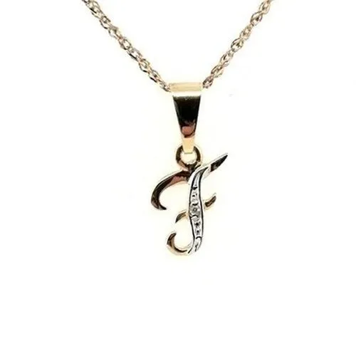 Letter F Initial Diamond Pendant 9ct