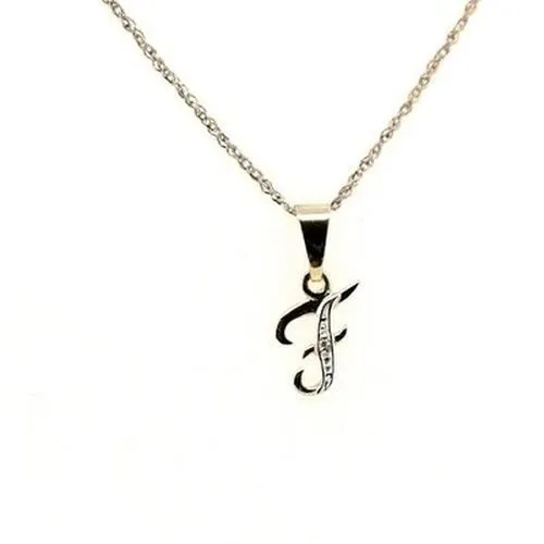 Letter F Initial Diamond Pendant 9ct