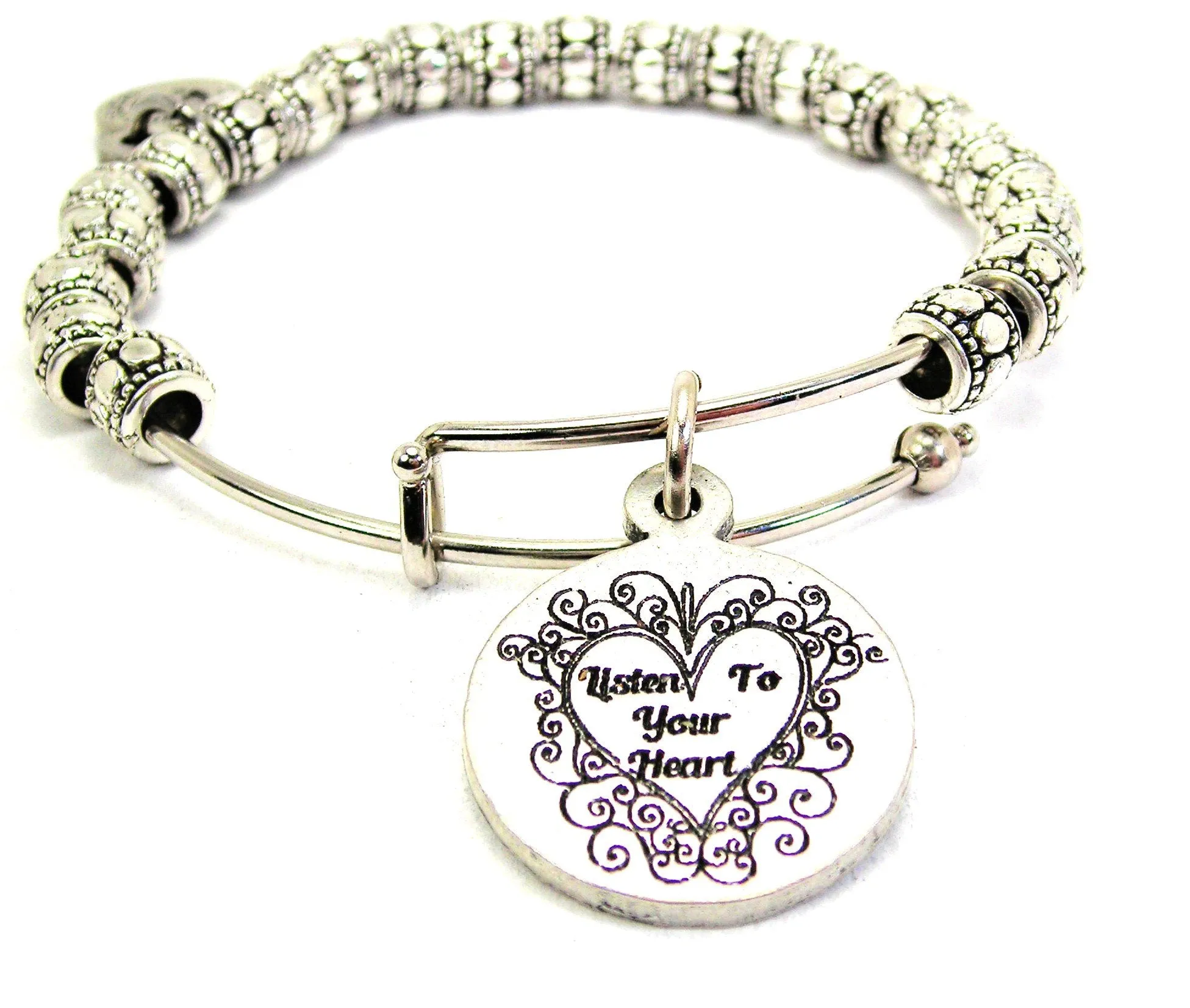 Listen To Your Heart Metal Beaded Bracelet