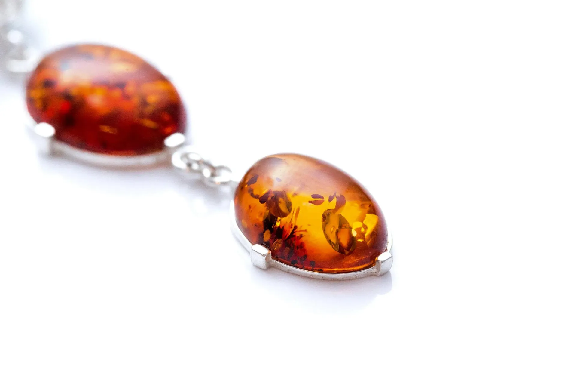 Long Amber Drop Y Necklace - Elegant Baltic Amber Pendant