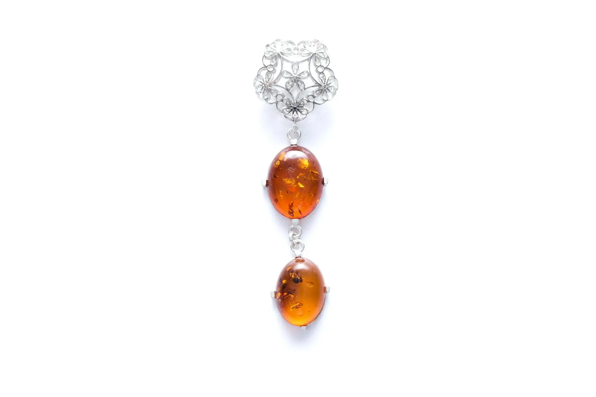 Long Amber Drop Y Necklace - Elegant Baltic Amber Pendant