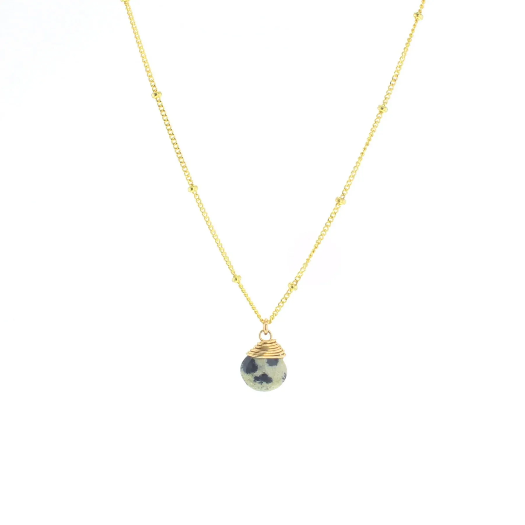 Lotus Vermeil Dalmation Jasper Trinket Necklace