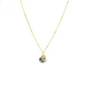 Lotus Vermeil Dalmation Jasper Trinket Necklace