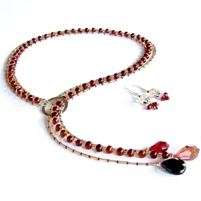 Lovers Moon: 24" Red Pearl Lariat Necklace Set