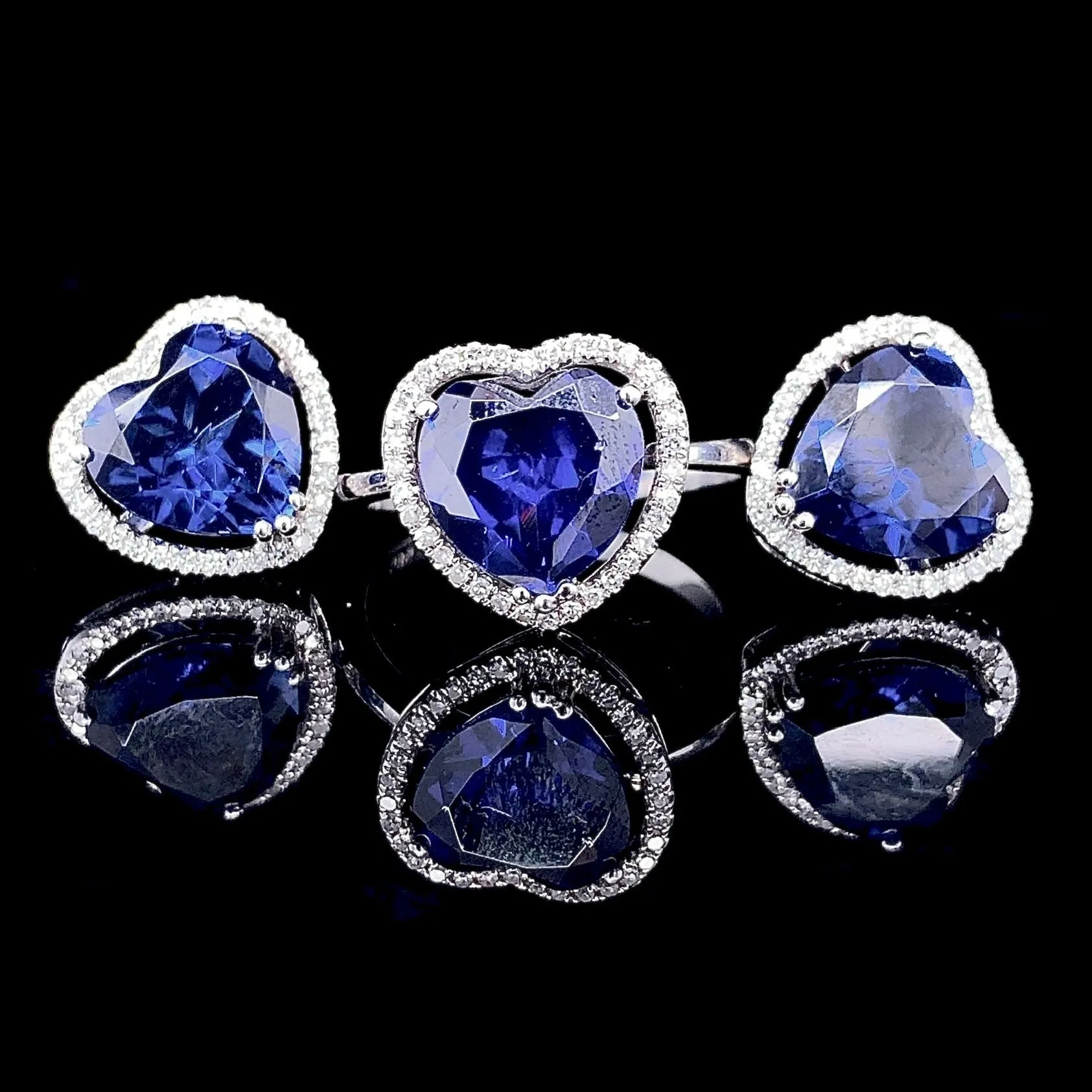 #LVNA2024 | Heart Blue Sapphire Gemstones Diamond Jewelry Set 14kt