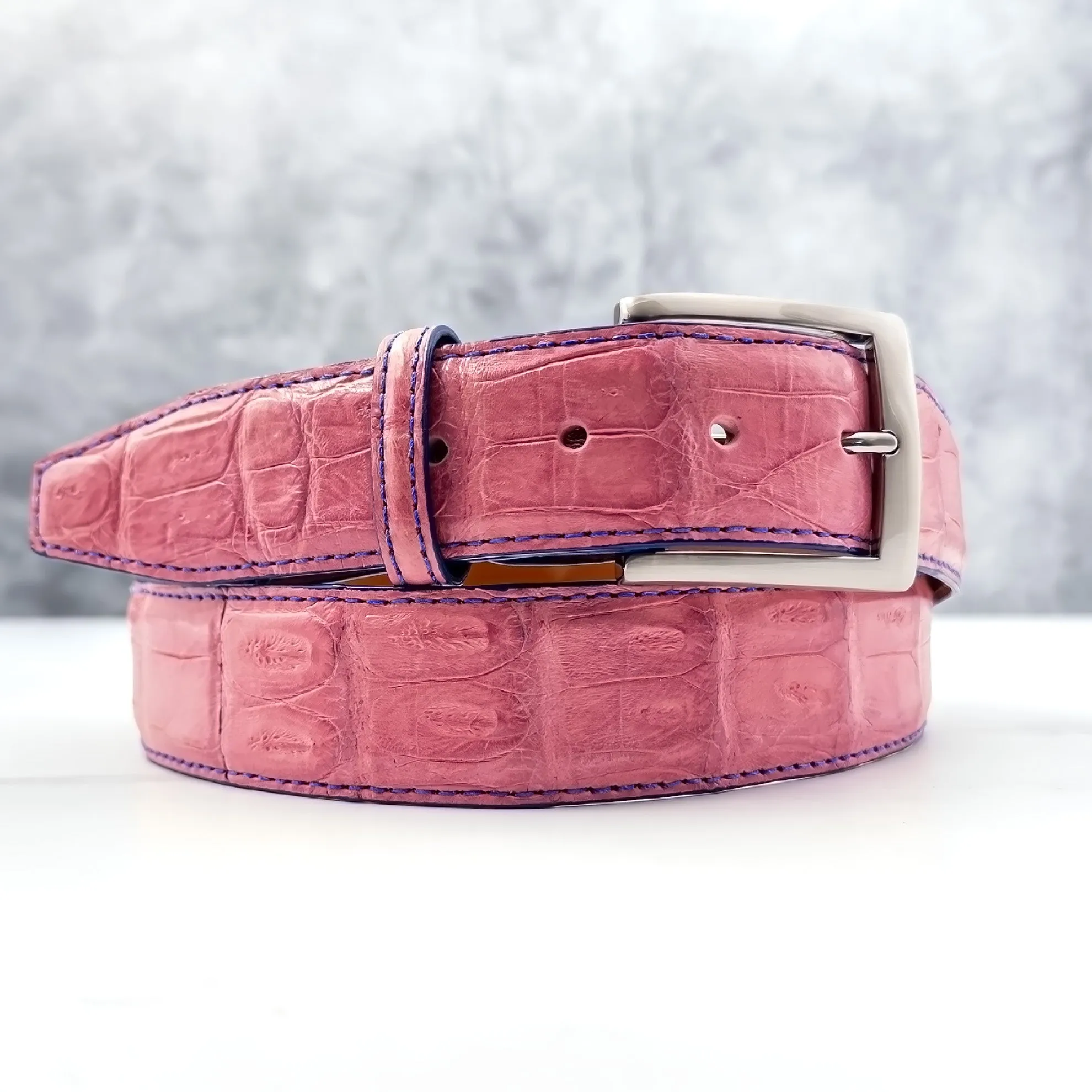 Matte Caiman Tail Belt: Pink