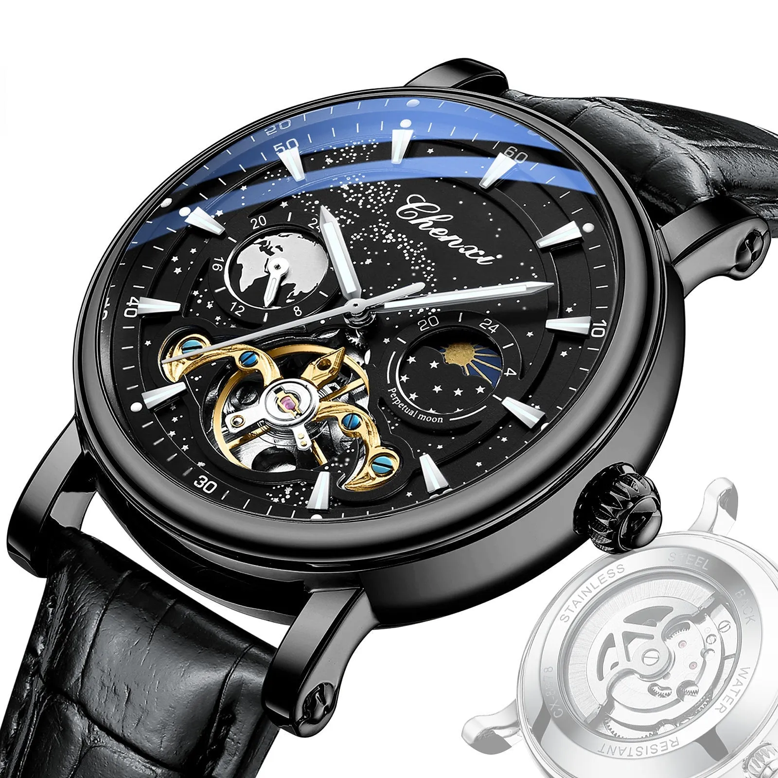 Mechanical Watch Men's Watch Automatic Luminous Live Cross-Border Business Belt Watch