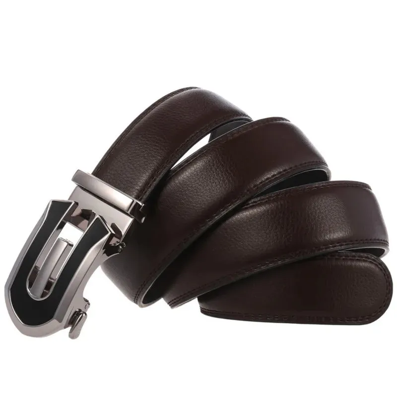 Men's Belts Fashion Alloy Automatic Buckle Genuine Leather Belt Business Casual Belts Luxury Brand High Quality Male Waistband