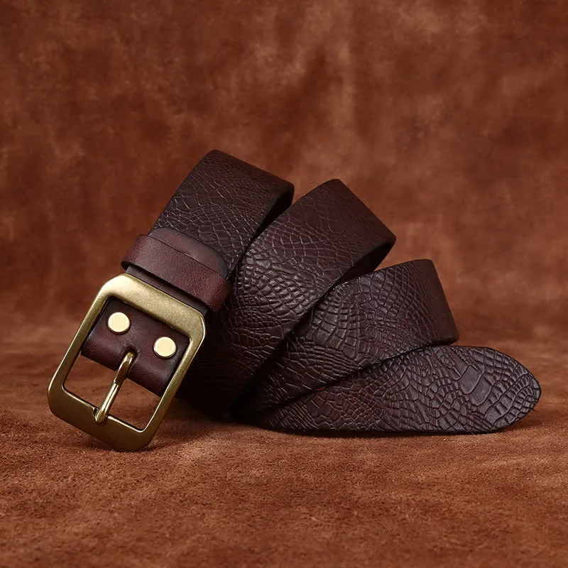 Men's Crocodile Print Full Grain Leather Belt