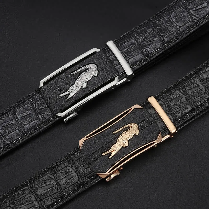 Men's Crocodile Relief Buckle Leather Belt