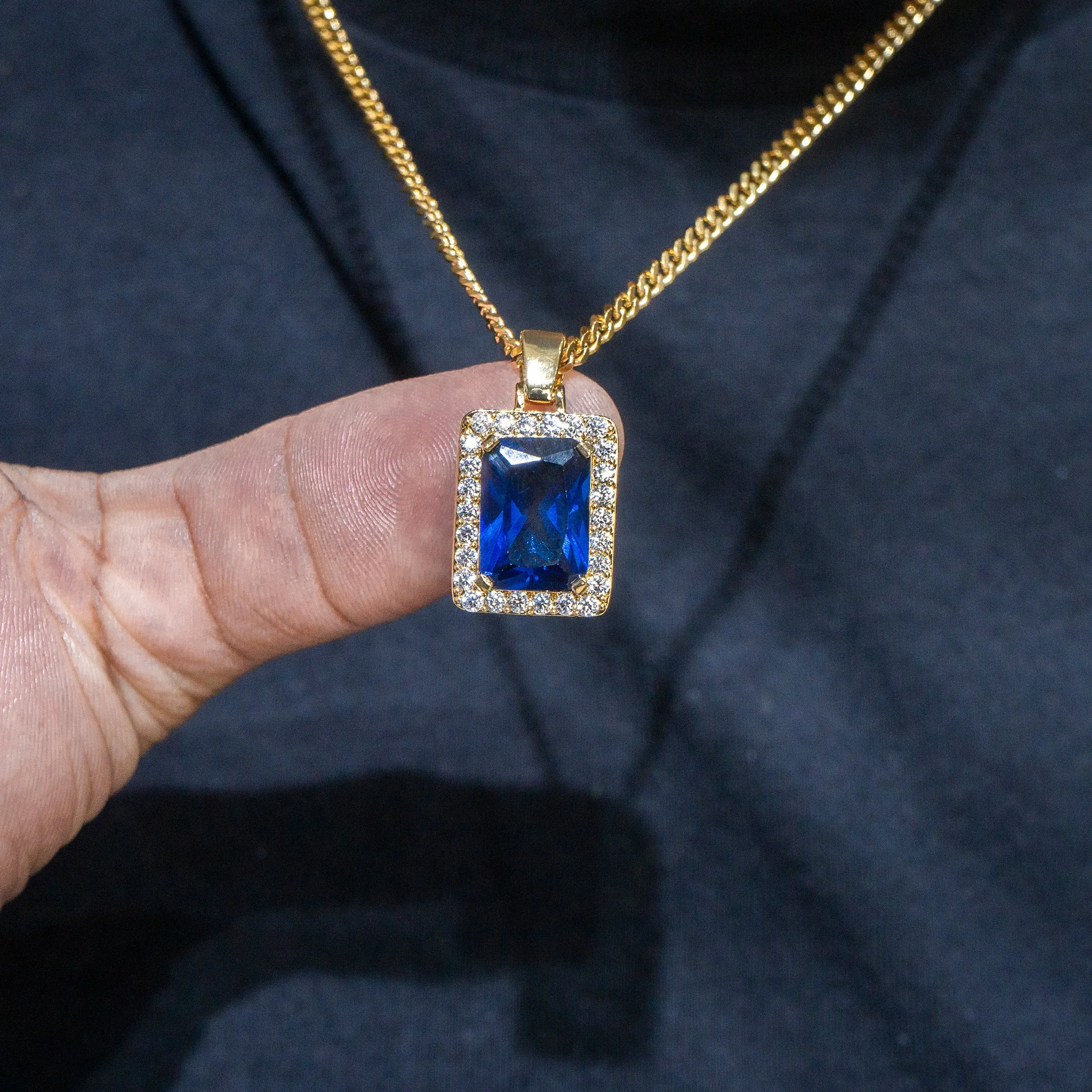 Mens Gold Sapphire Necklace | Appx. 13.4 Grams