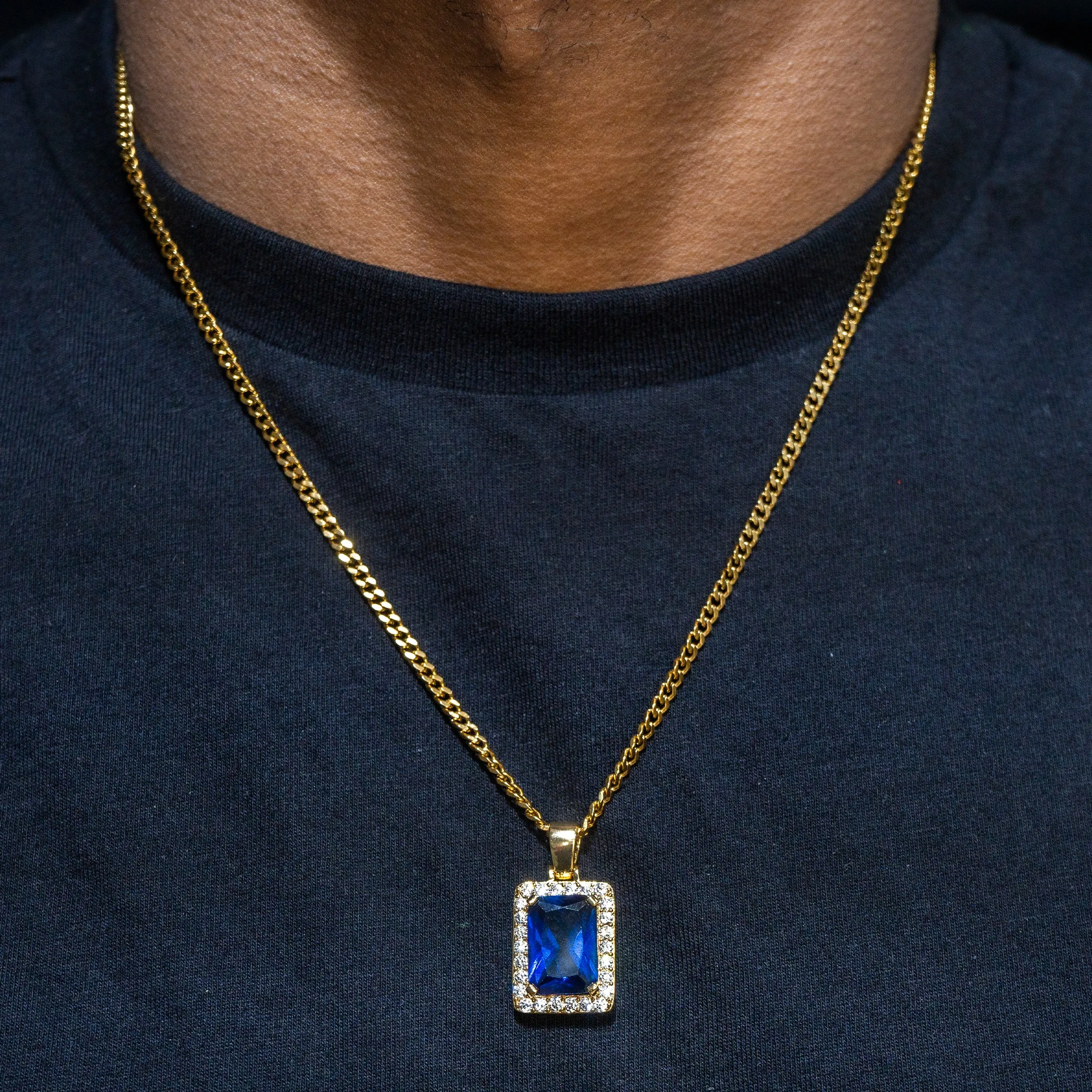 Mens Gold Sapphire Necklace | Appx. 13.4 Grams