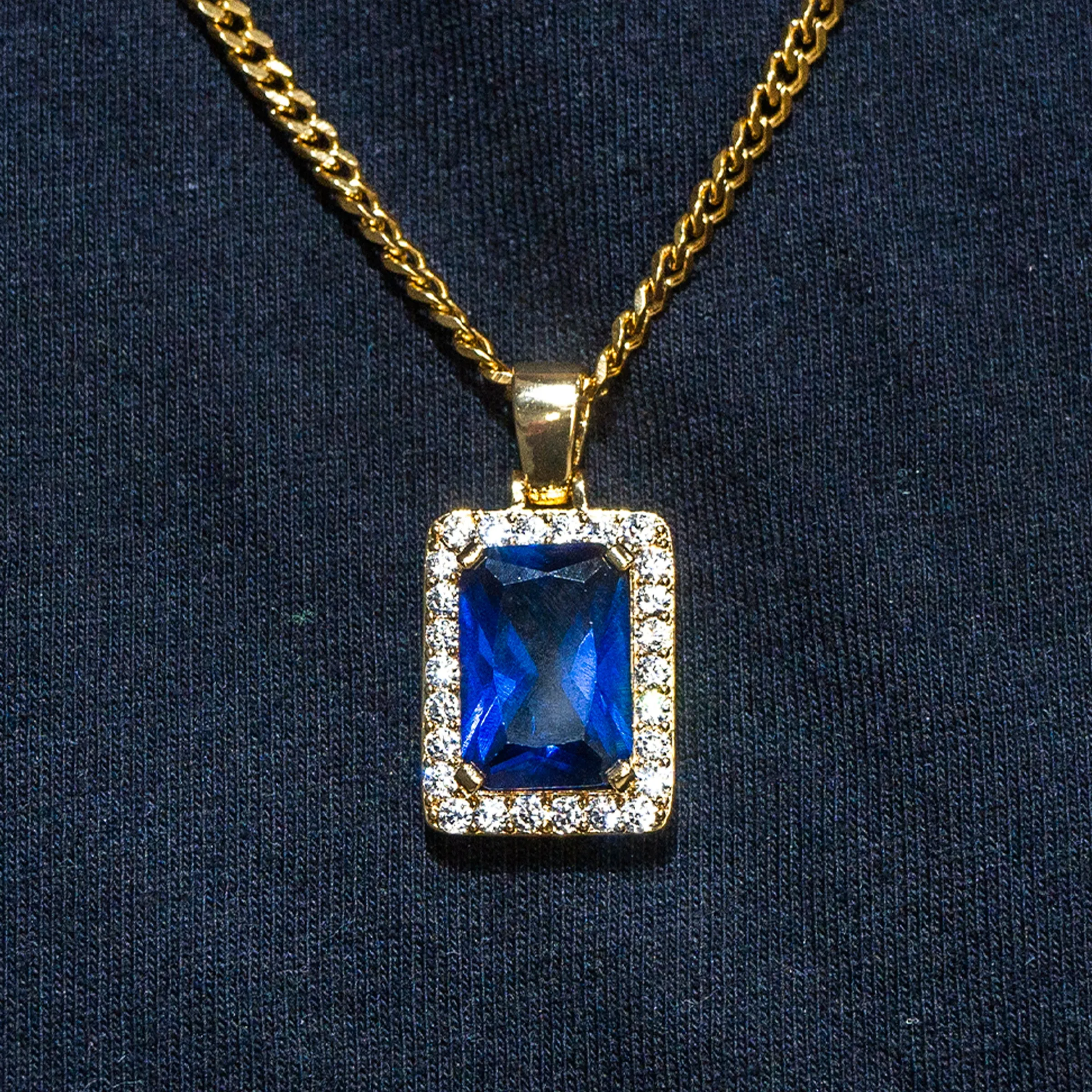 Mens Gold Sapphire Necklace | Appx. 13.4 Grams