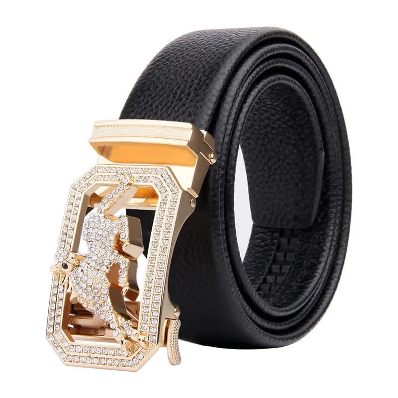 Men's Golden Animal Automatic Buckle Leather Belt