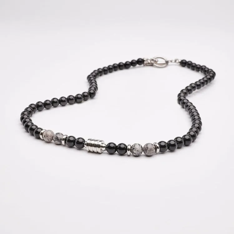 Men's Handmade Natural Black Onyx Gemstone Beaded Necklace