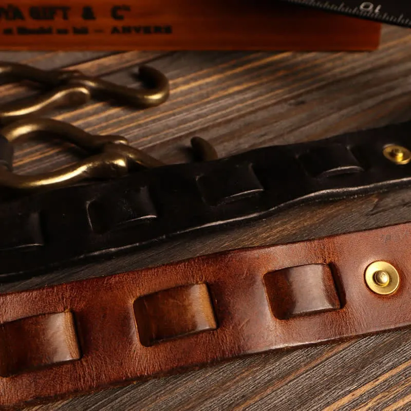 Men's Heavy Duty Retro Hook Buckle Cavalry Leather Belt