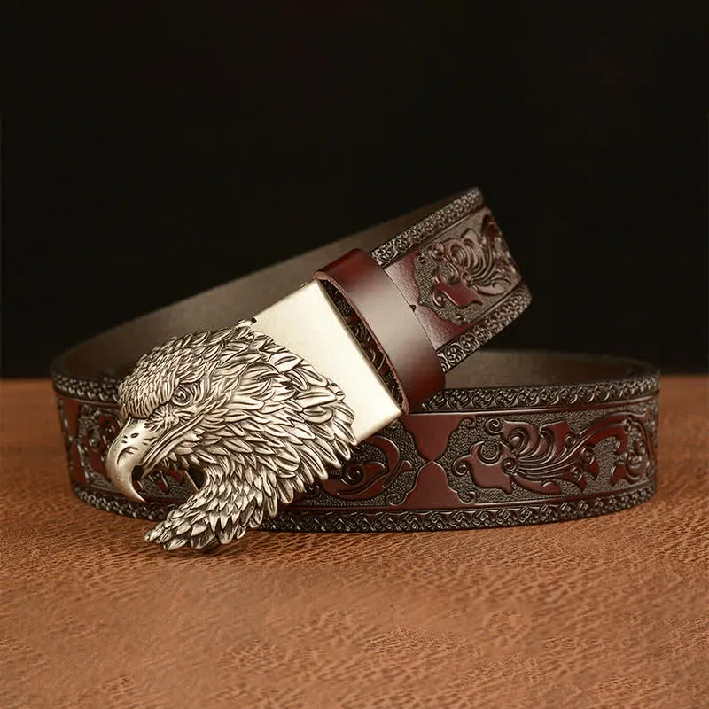 Men's Three-dimensional Eagle Head Leather Belt