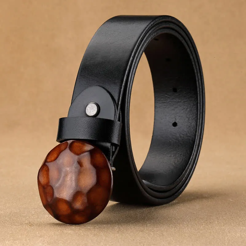 Men's Unique Design 3D Round Buckle Leather Belt