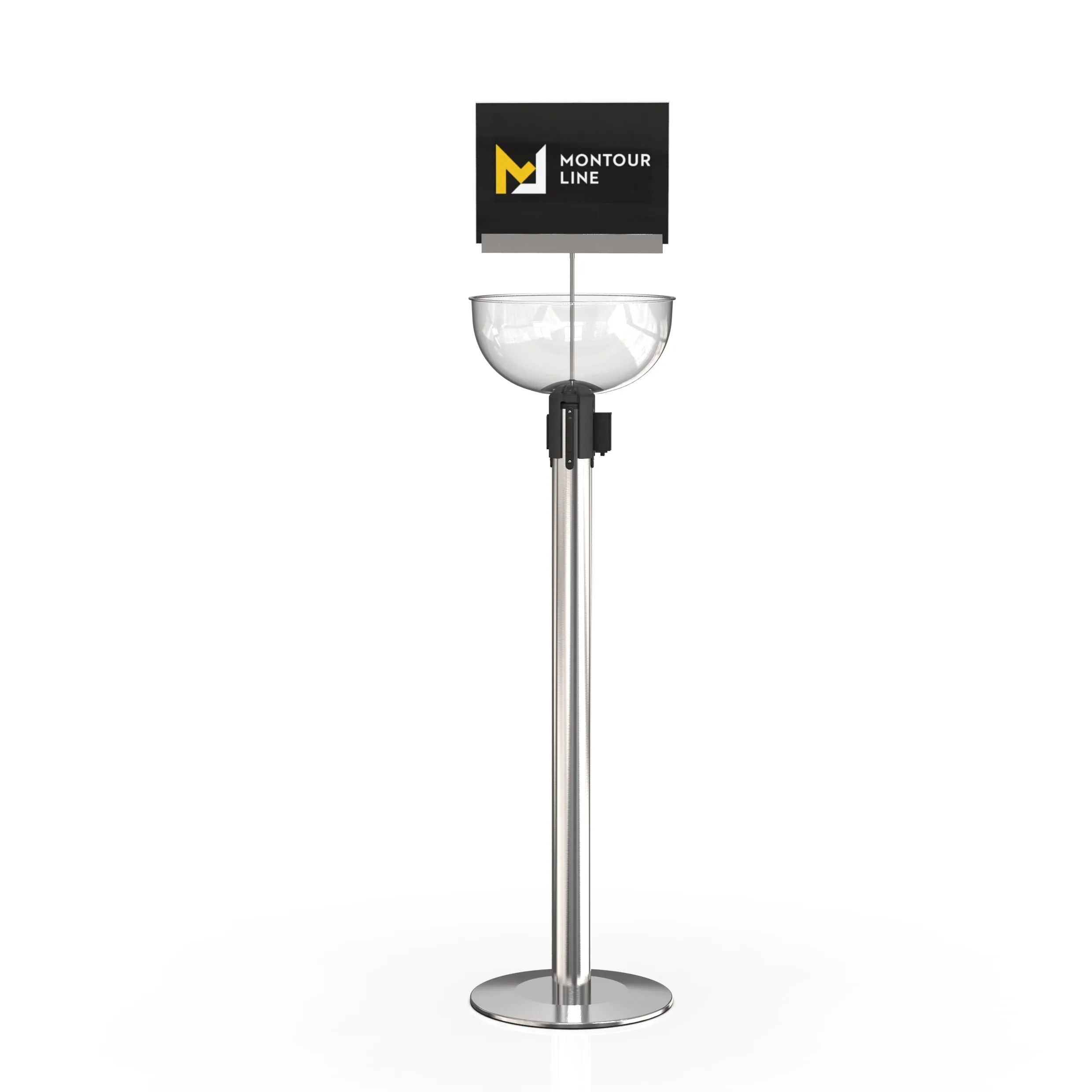 Merchandising Display Bowl for Retractable Belt Barrier Stanchion - Montour Line