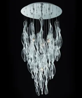 Mid-Century Style Ceiling Light With Clear & White Piastra Glass