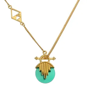 MINI AURORA PENDULUM NECKLACE GREEN ONYX - GOLD