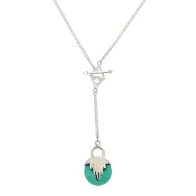 MINI AURORA PENDULUM NECKLACE GREEN ONYX - SILVER