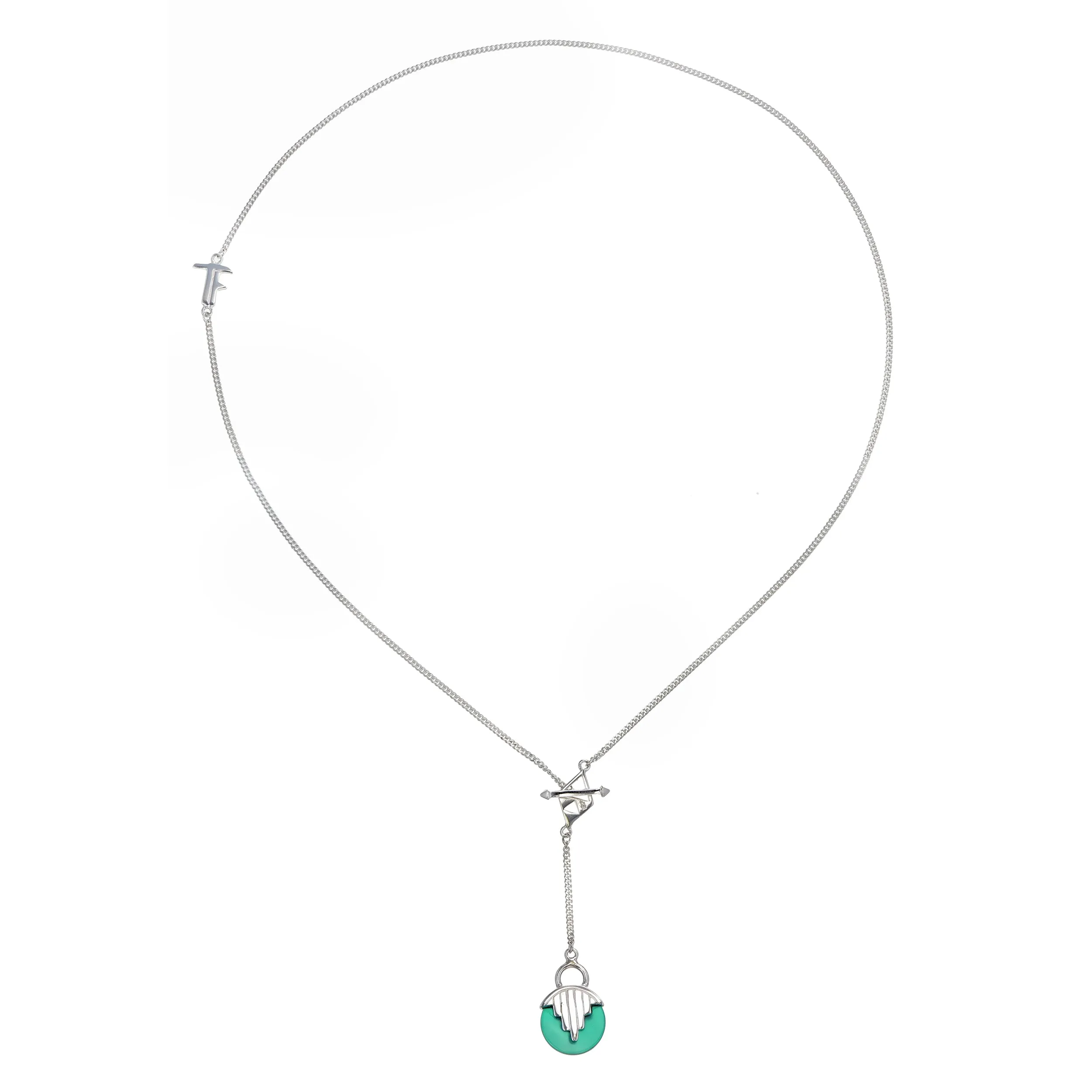 MINI AURORA PENDULUM NECKLACE GREEN ONYX - SILVER